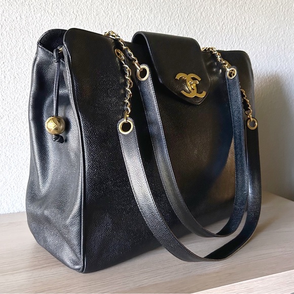 CHANEL Classic Black Caviar Leather XL Supermodel Shopping Tote / Weekender Bag - Picture 4 of 12